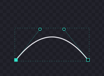 The identical curve after Separate, now with two round control points, each with its own single leash to its own anchor